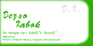 dezso kabok business card